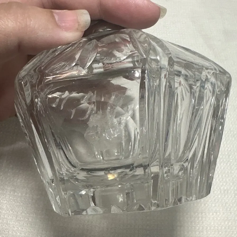 4 Pc Vintage Crystal Vanity Set Art Deco Bowl Bottle Decanter Starburst